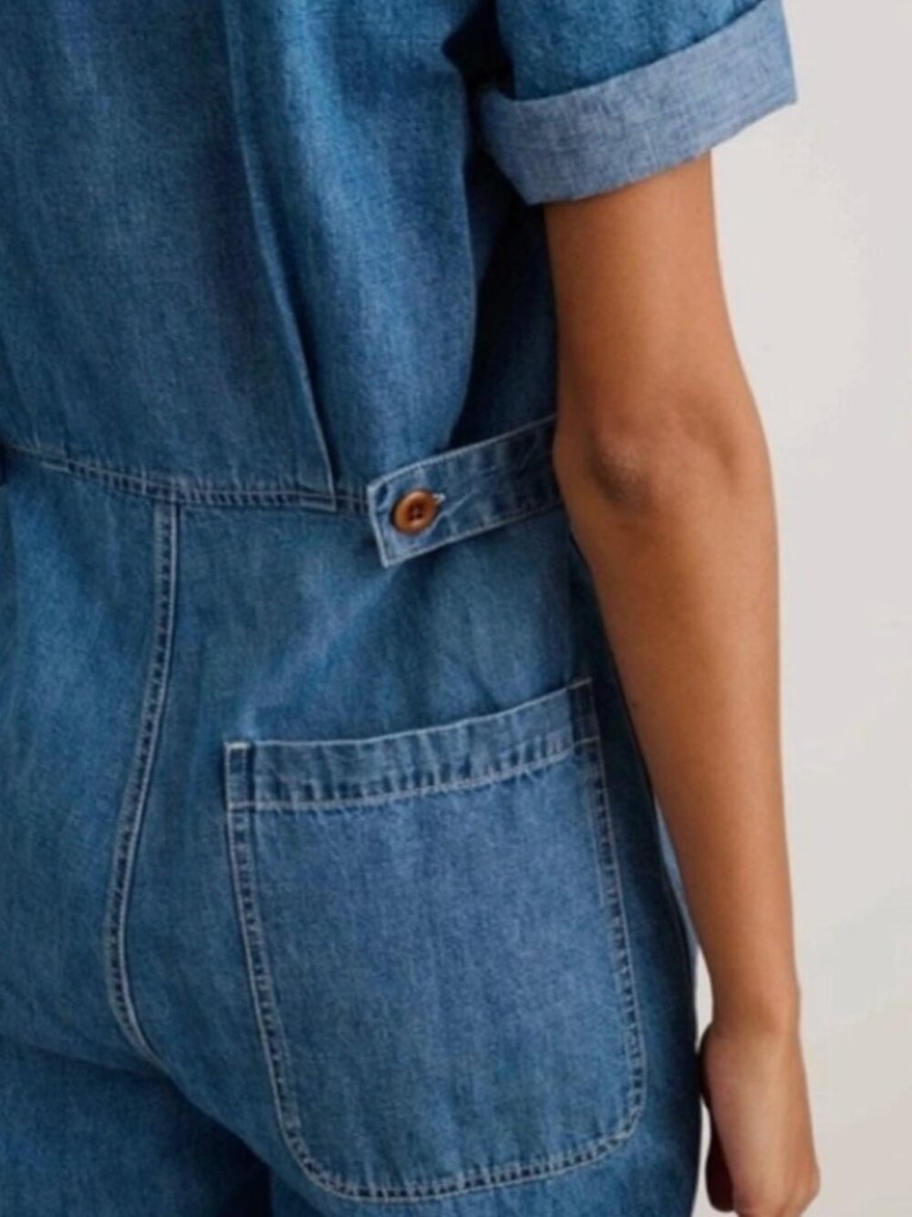Alex Mill Standard Short Sleeve Denim Jumpsuit | Size Small | Utility Chic - Picture 4 of 6